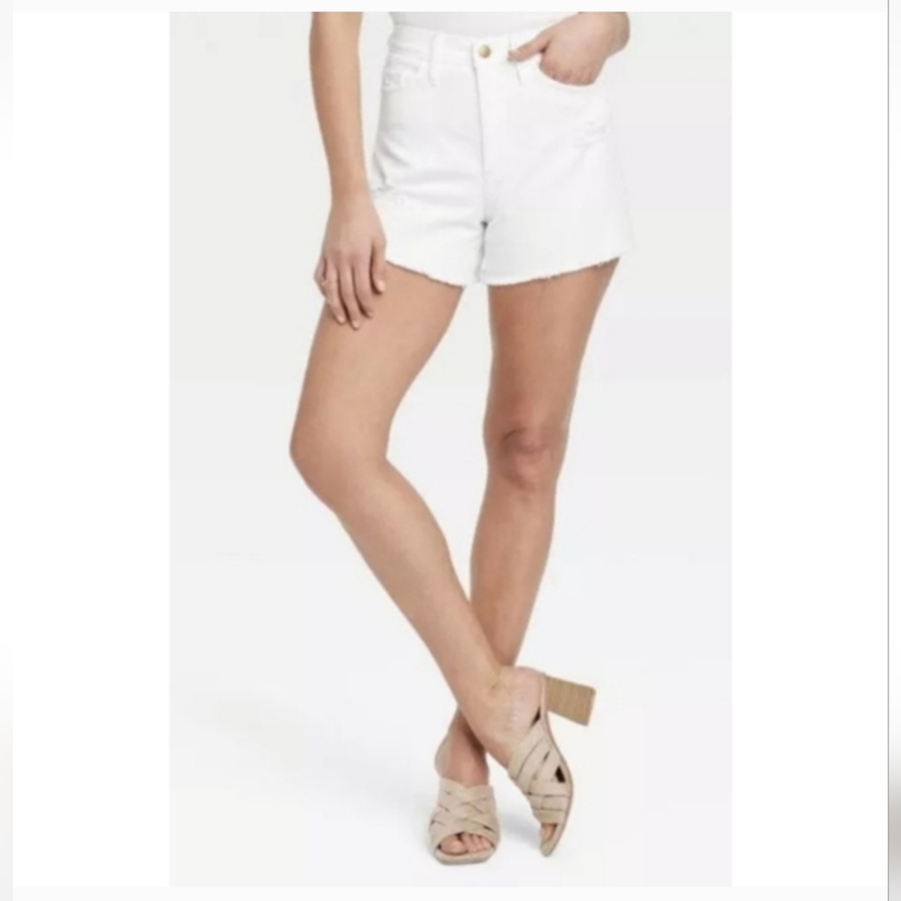 Universal Thread Women's High Waist Jean Shorts in White